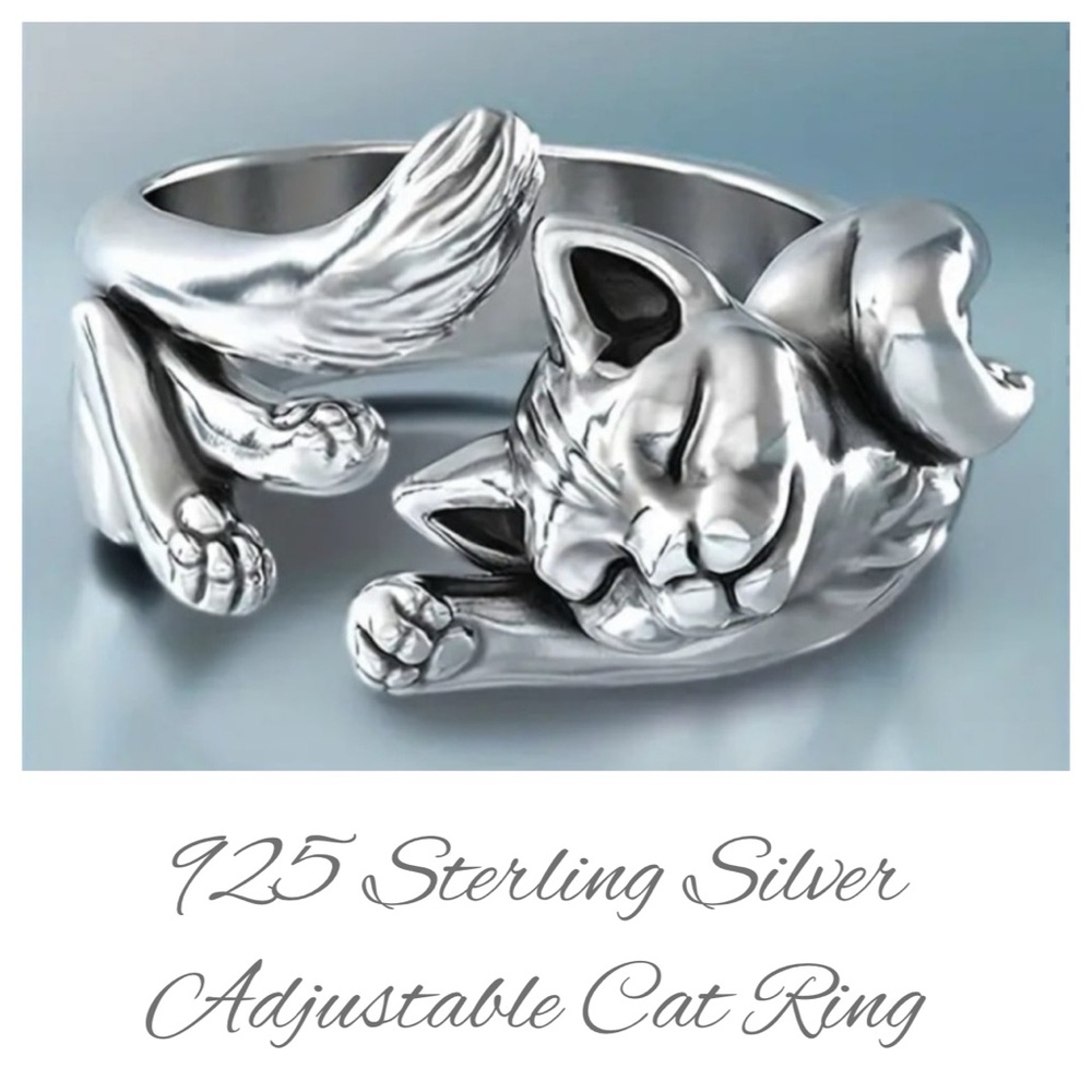 Sterling Silver Cat Ring - image 1